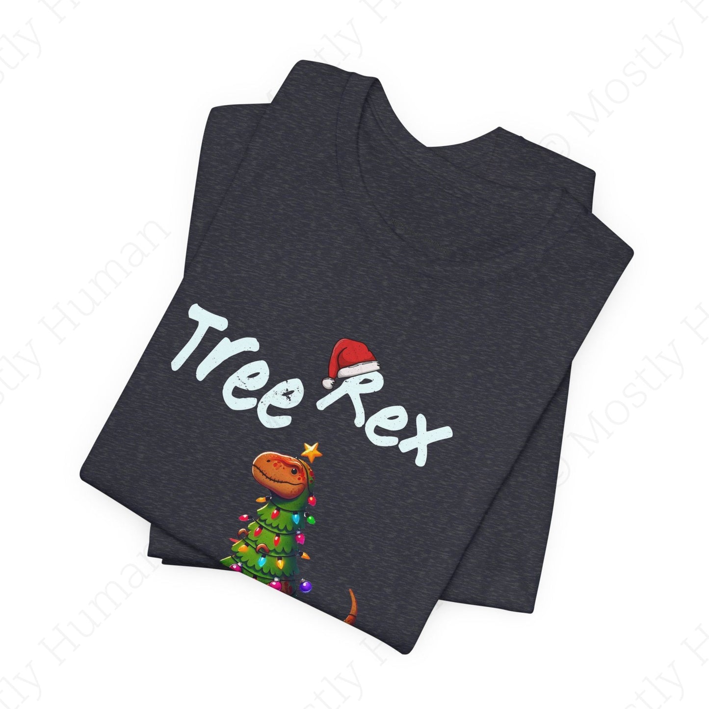 Tree Rex Christmas | Heather Navy Unisex | Mostly Human