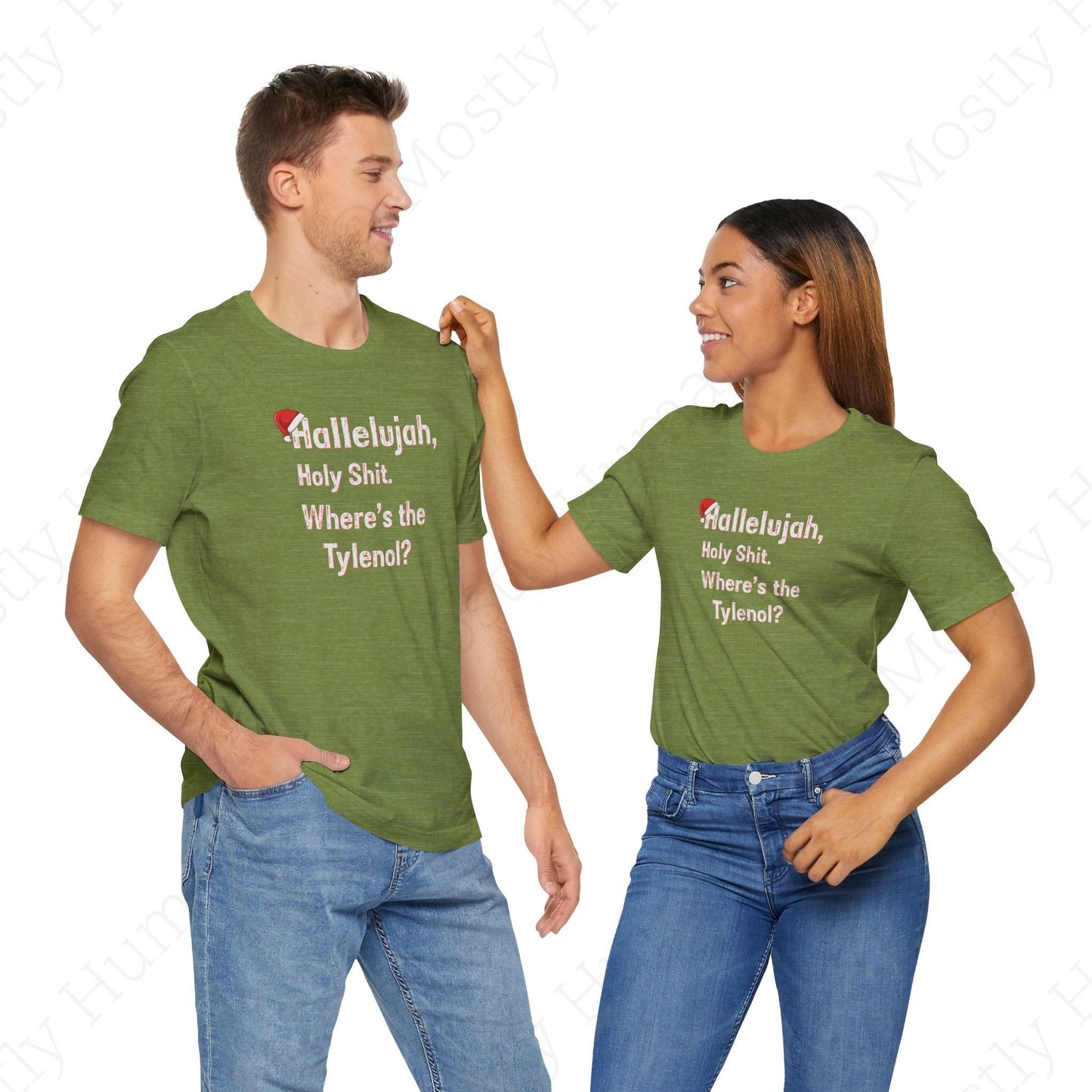 Hallelujah, Holy Sh*t – Funny Christmas | Heather Green Unisex | Mostly Human