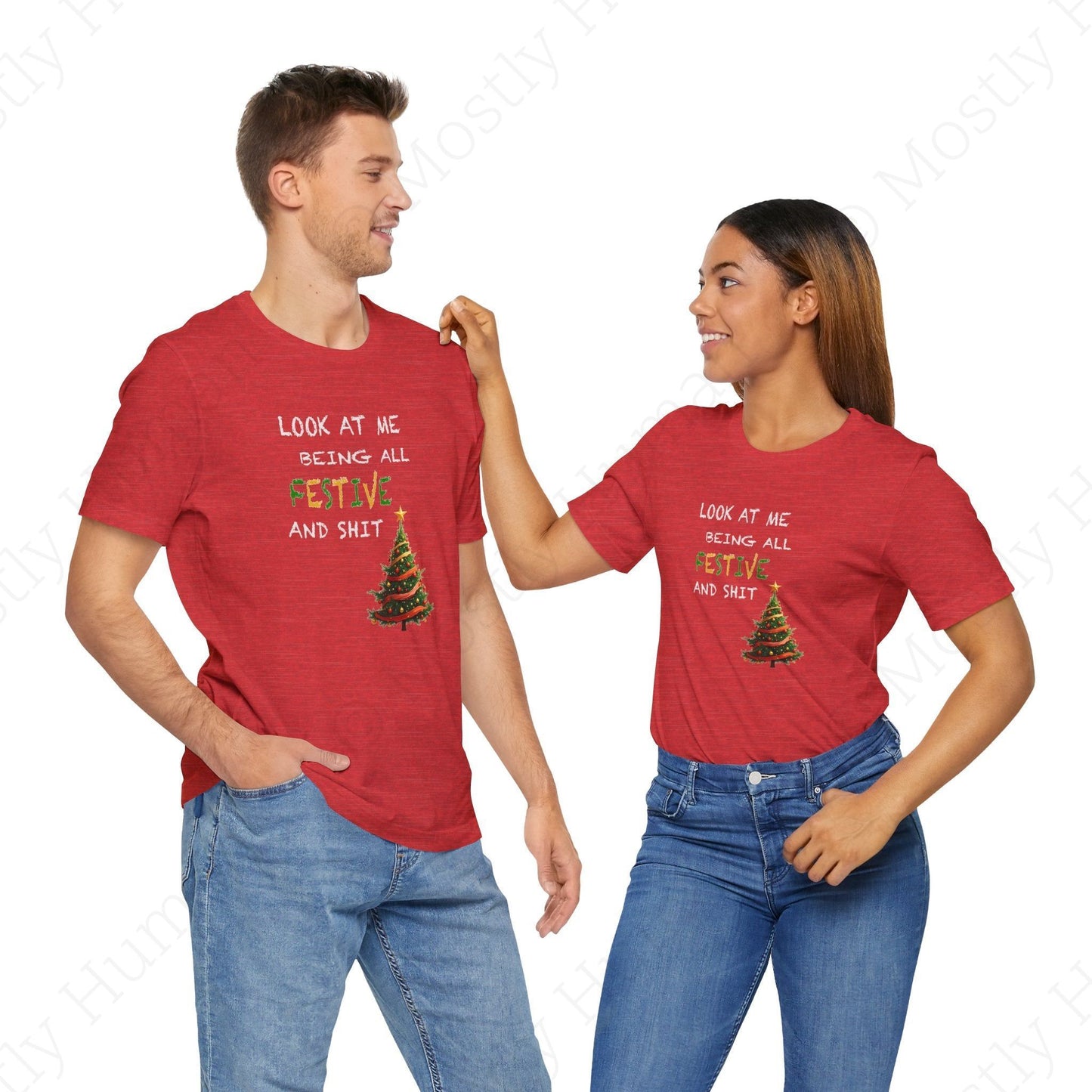 Look At Me Being All Festive and Sh*t – Funny Christmas | Heather Red Unisex | Mostly Human