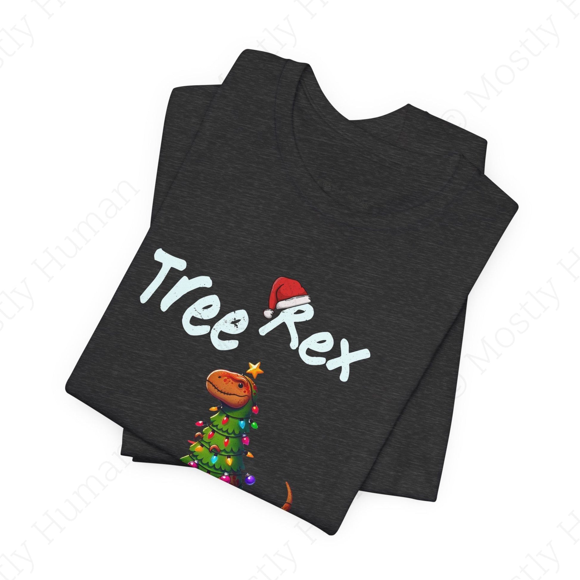 Tree Rex Christmas | Dark Grey Heather Unisex | Mostly Human