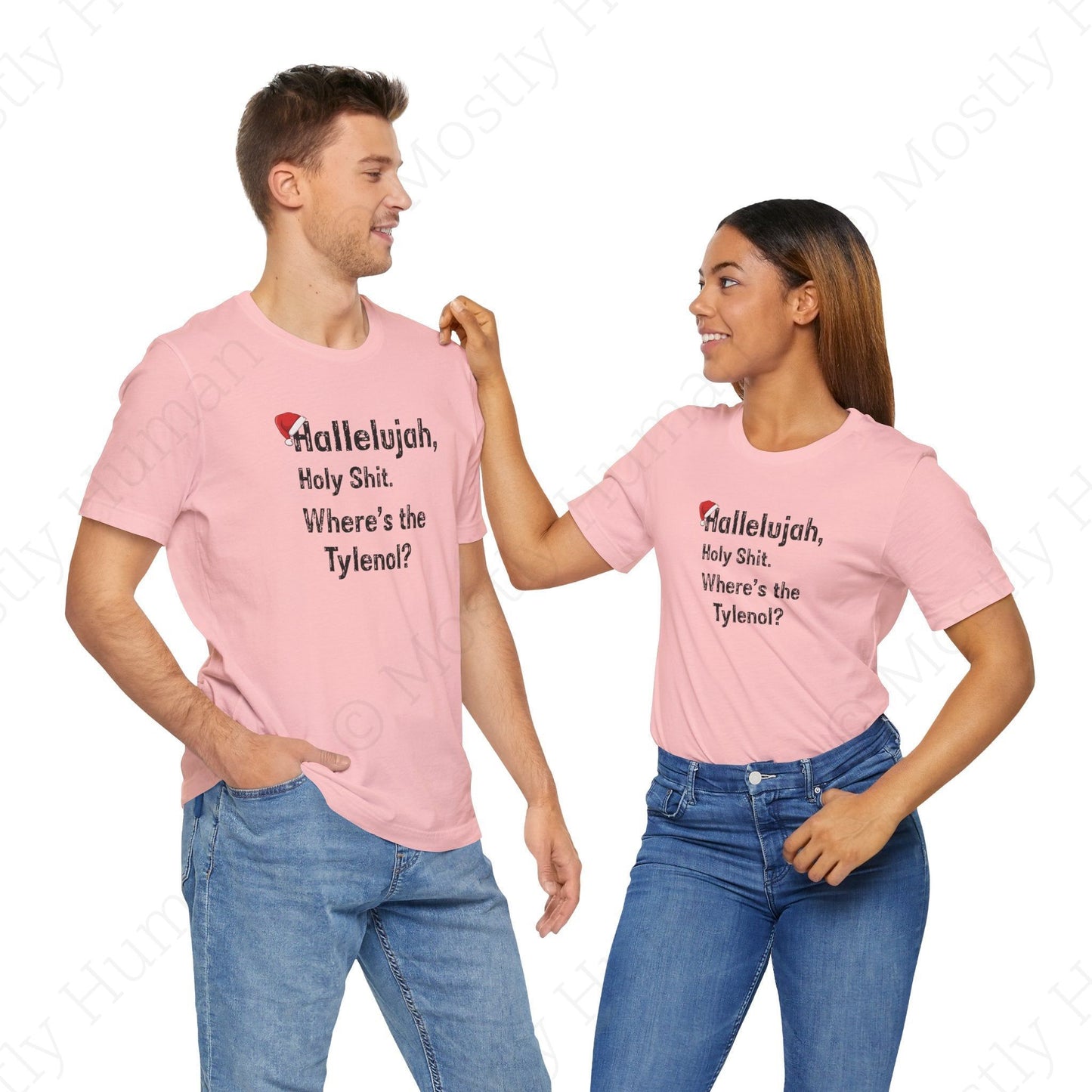 Hallelujah, Holy Sh*t – Funny Christmas | Pink Unisex | Mostly Human