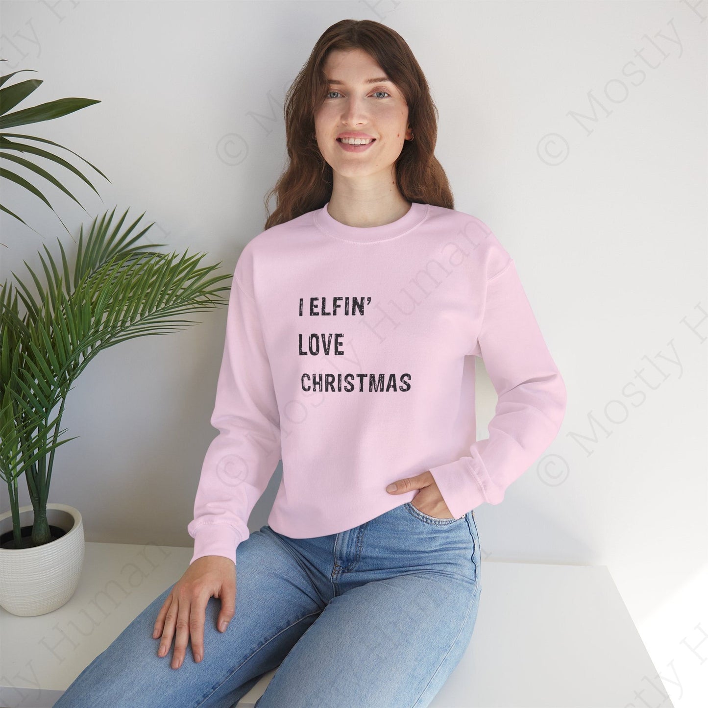 I Elfin' Love Christmas | Light Pink Unisex | Mostly Human