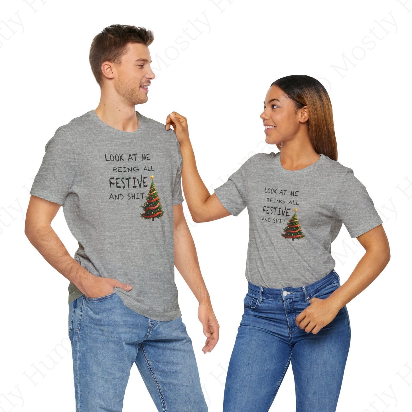 Look At Me Being All Festive and Sh*t – Funny Christmas | Athletic Heather Unisex | Mostly Human