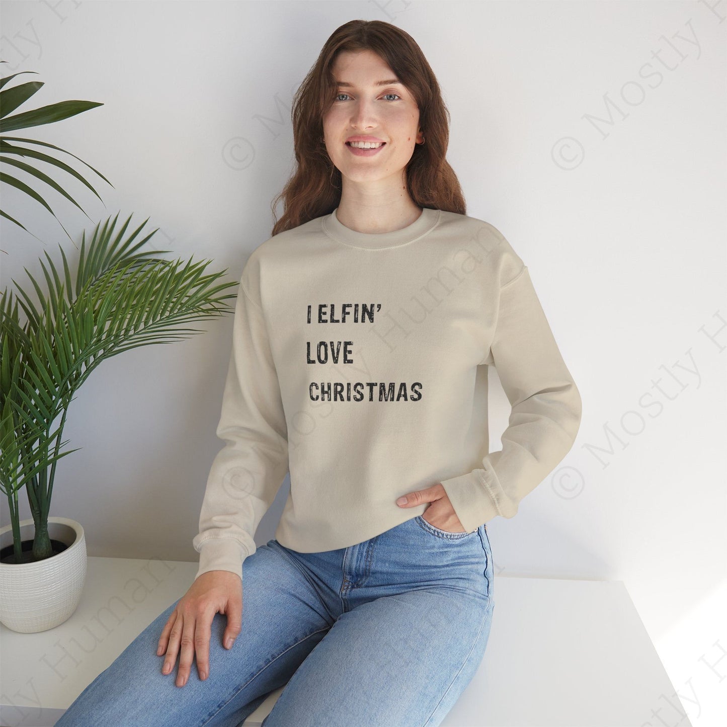 I Elfin' Love Christmas | Sand Unisex | Mostly Human