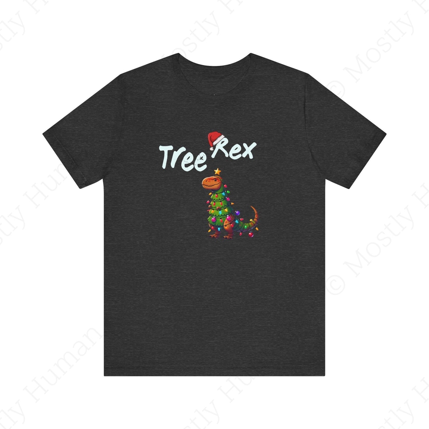 Tree Rex Christmas | Dark Grey Heather Unisex | Mostly Human