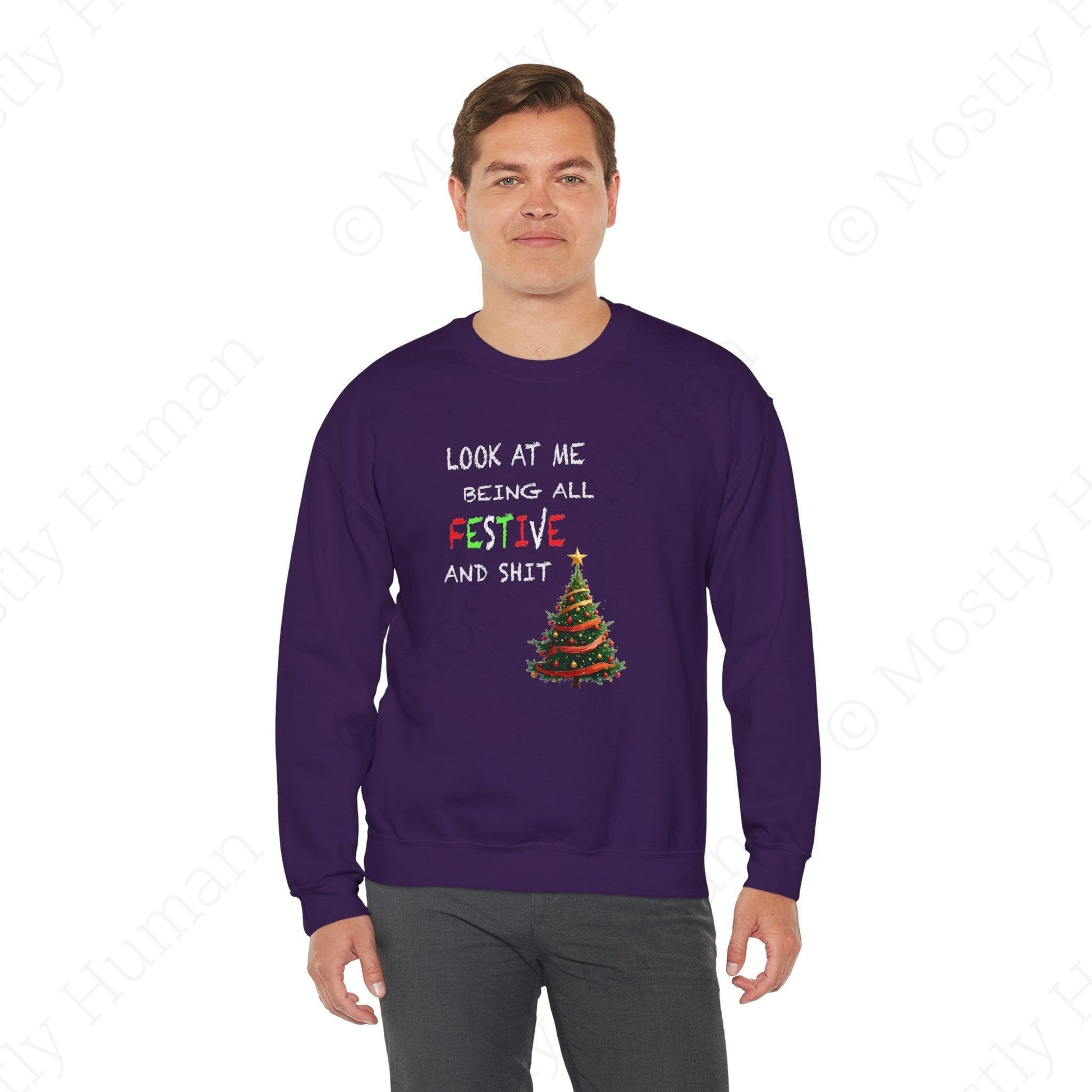 Look At Me Being All Festive and Sh*t – Funny Christmas | Purple Unisex | Mostly Human