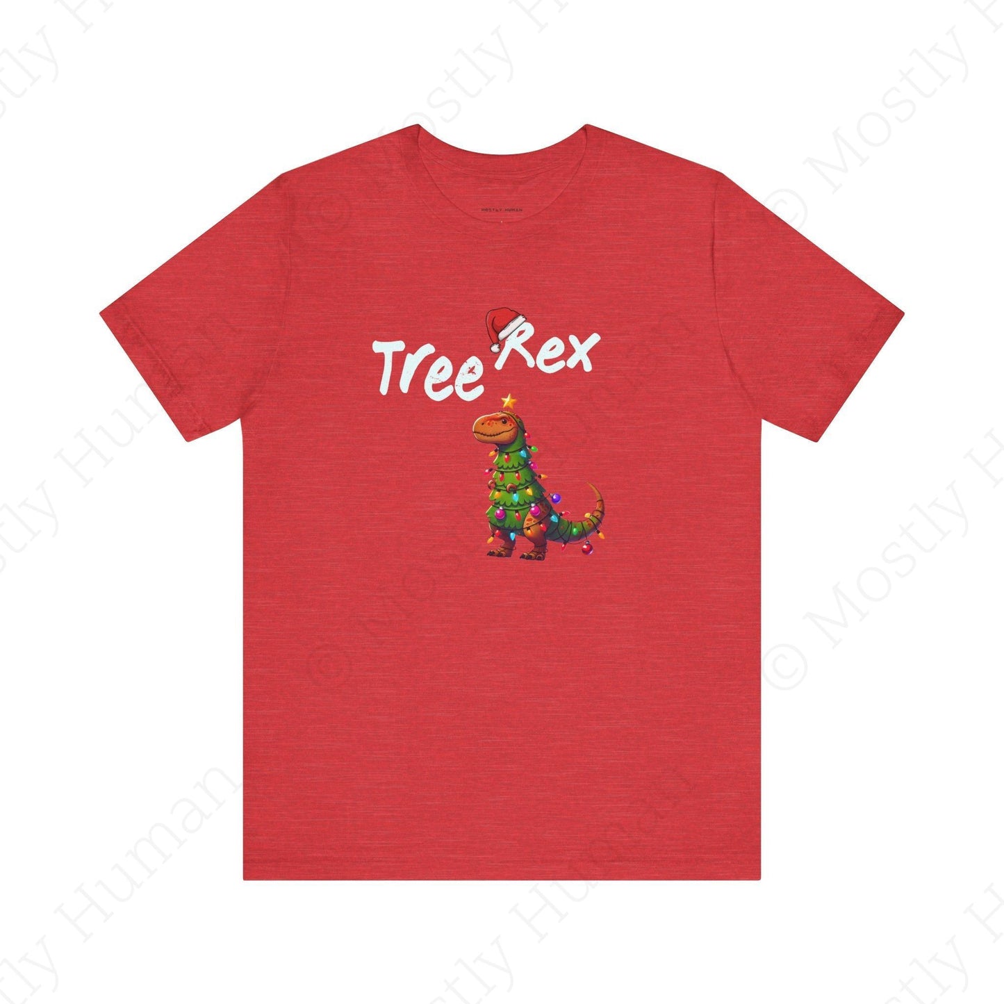 Tree Rex Christmas | Heather Red Unisex | Mostly Human