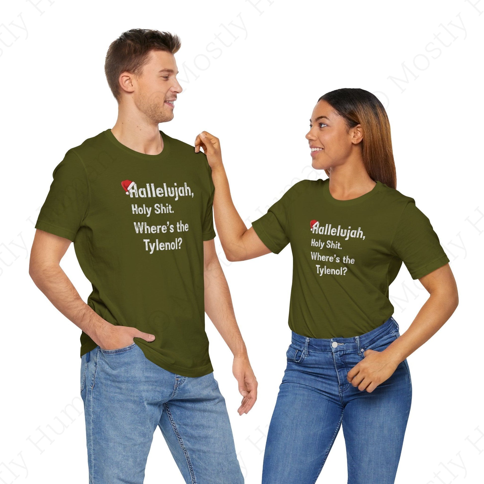 Hallelujah, Holy Sh*t – Funny Christmas | Olive Unisex | Mostly Human