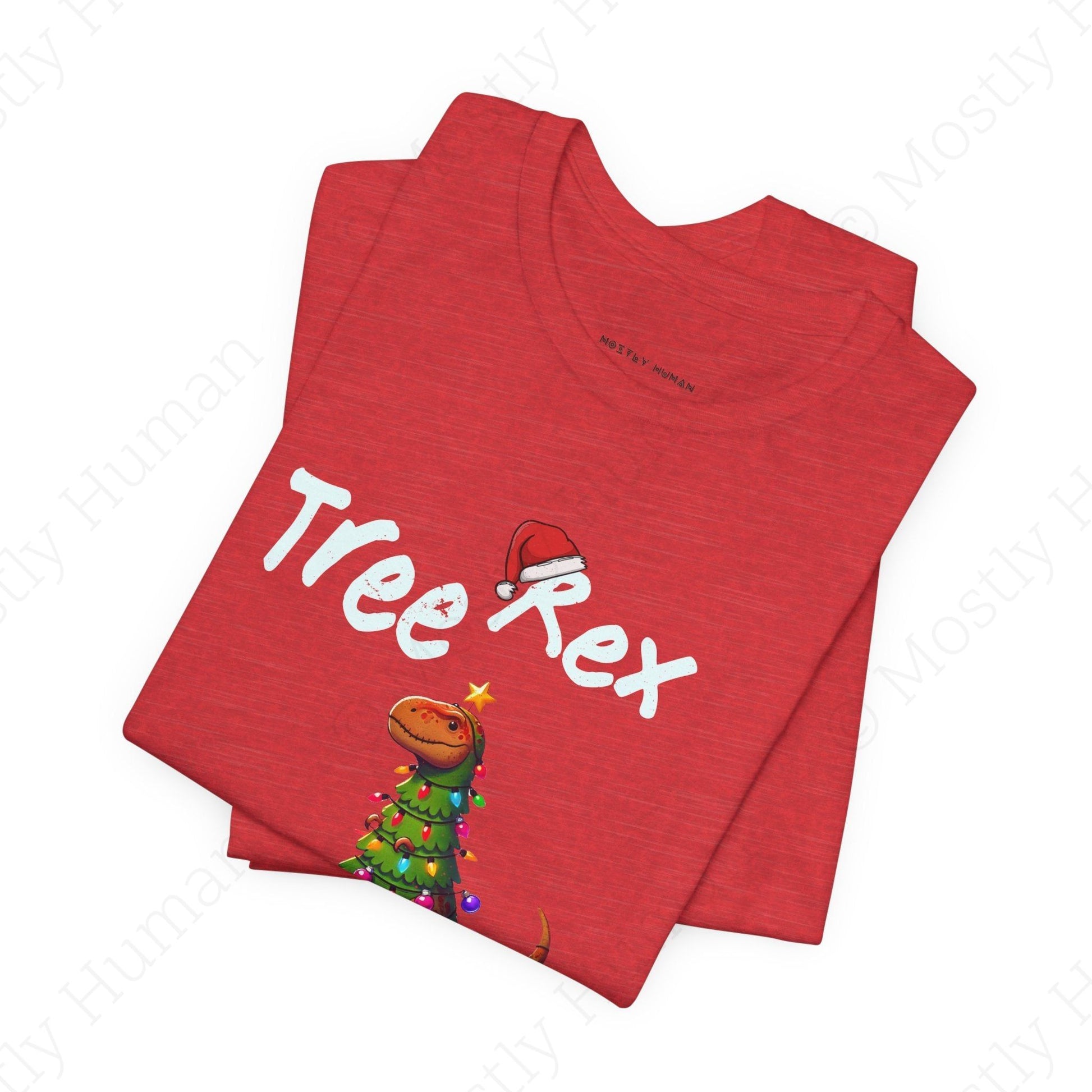 Tree Rex Christmas | Heather Red Unisex | Mostly Human