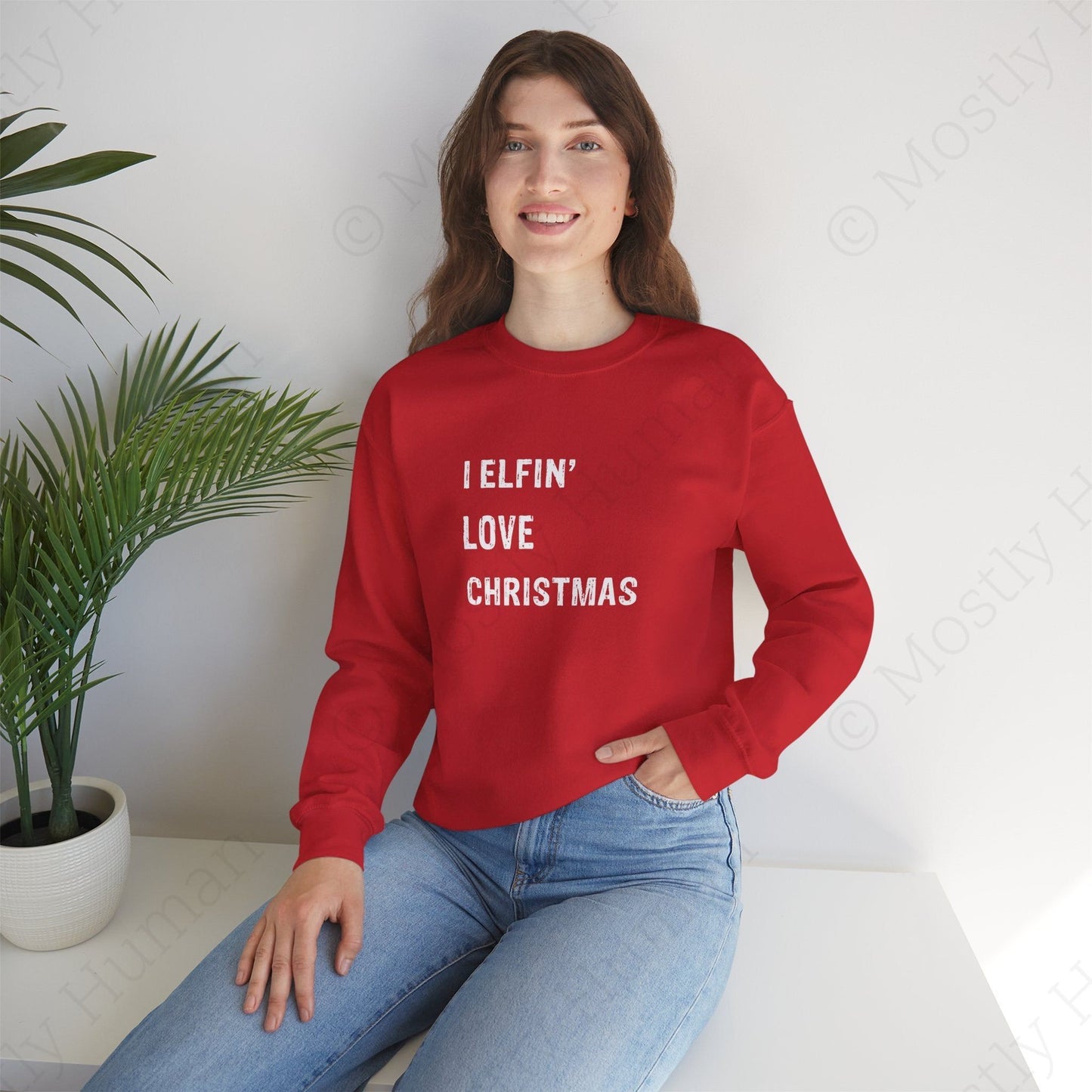 I Elfin' Love Christmas | Red Unisex | Mostly Human