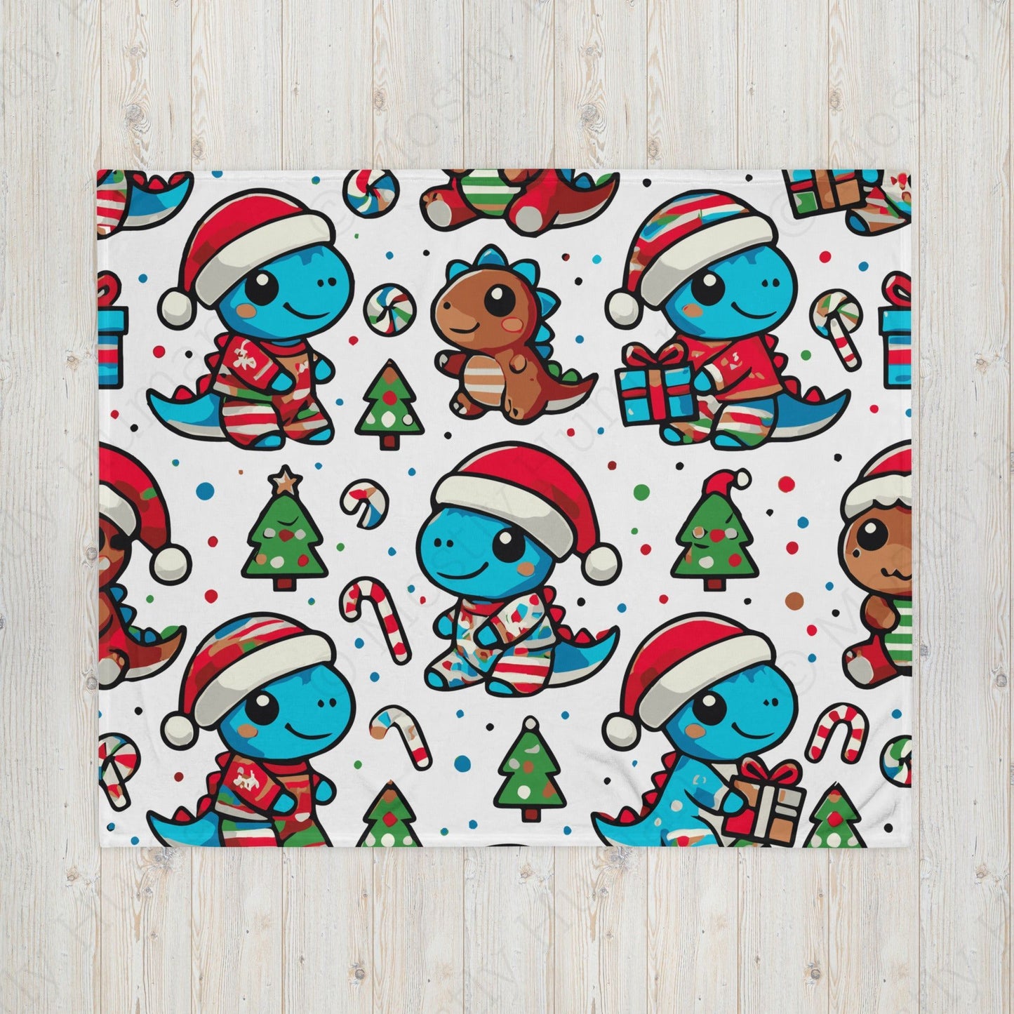 Santa Dinosaurs Christmas | 50″×60″ Polyester | Mostly Human