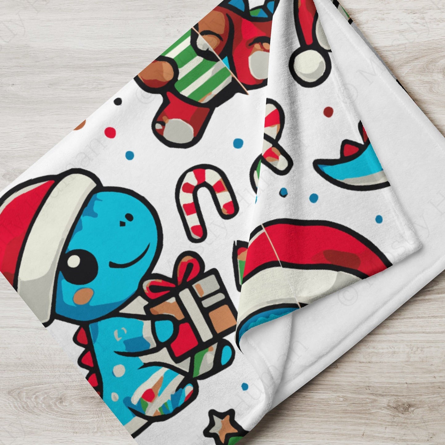 Santa Dinosaurs Christmas | 60″×80″ Polyester | Mostly Human