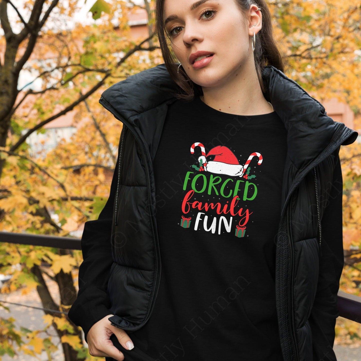 Forced Family Fun Christmas | Black Heather Unisex | Mostly Human