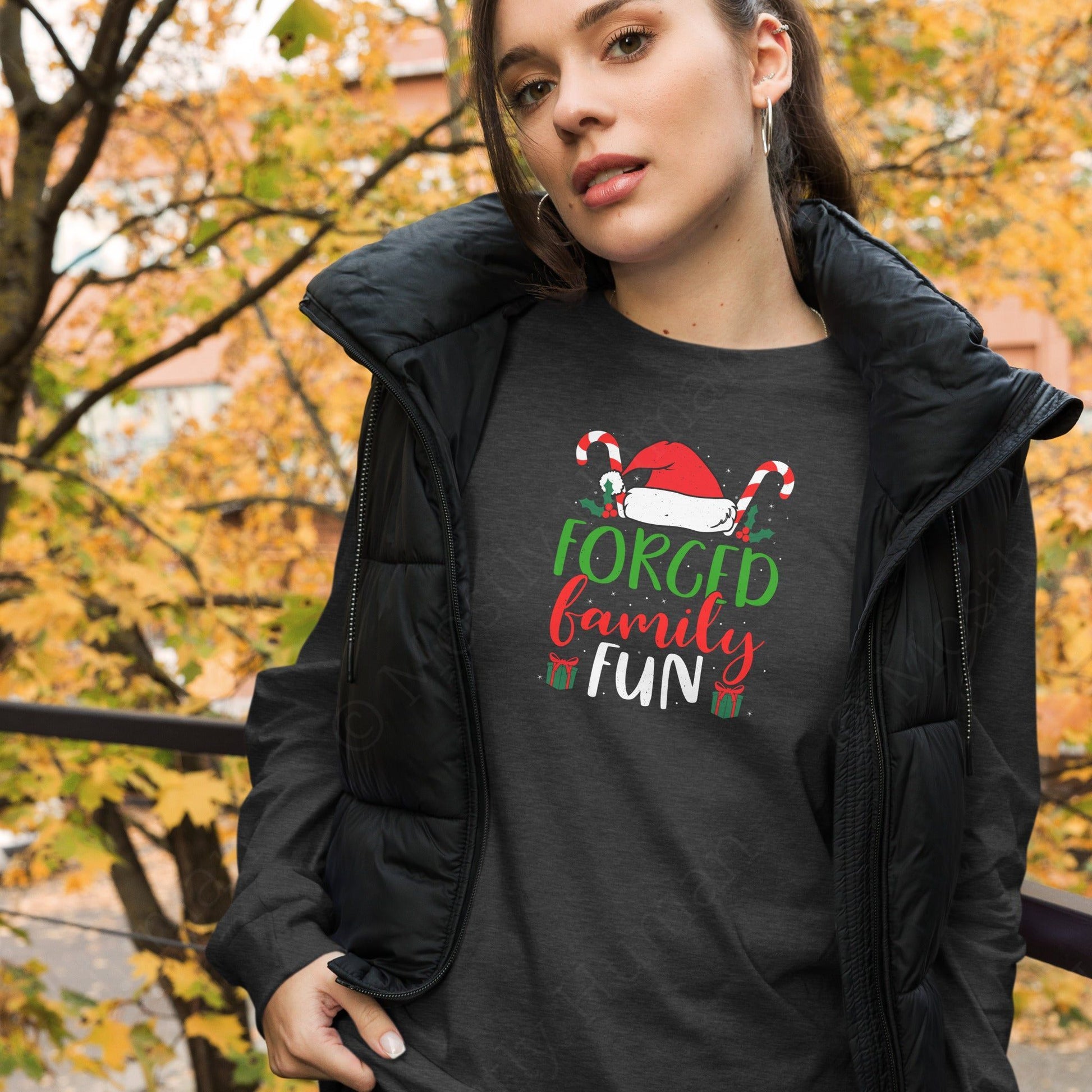 Forced Family Fun Christmas | Dark Grey Heather Unisex | Mostly Human