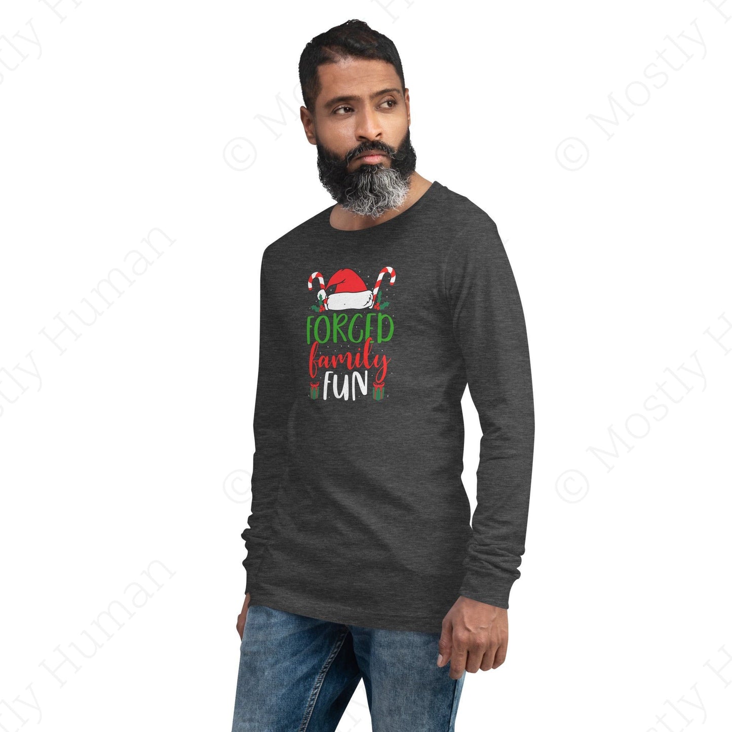 Forced Family Fun Christmas | Dark Grey Heather Unisex | Mostly Human