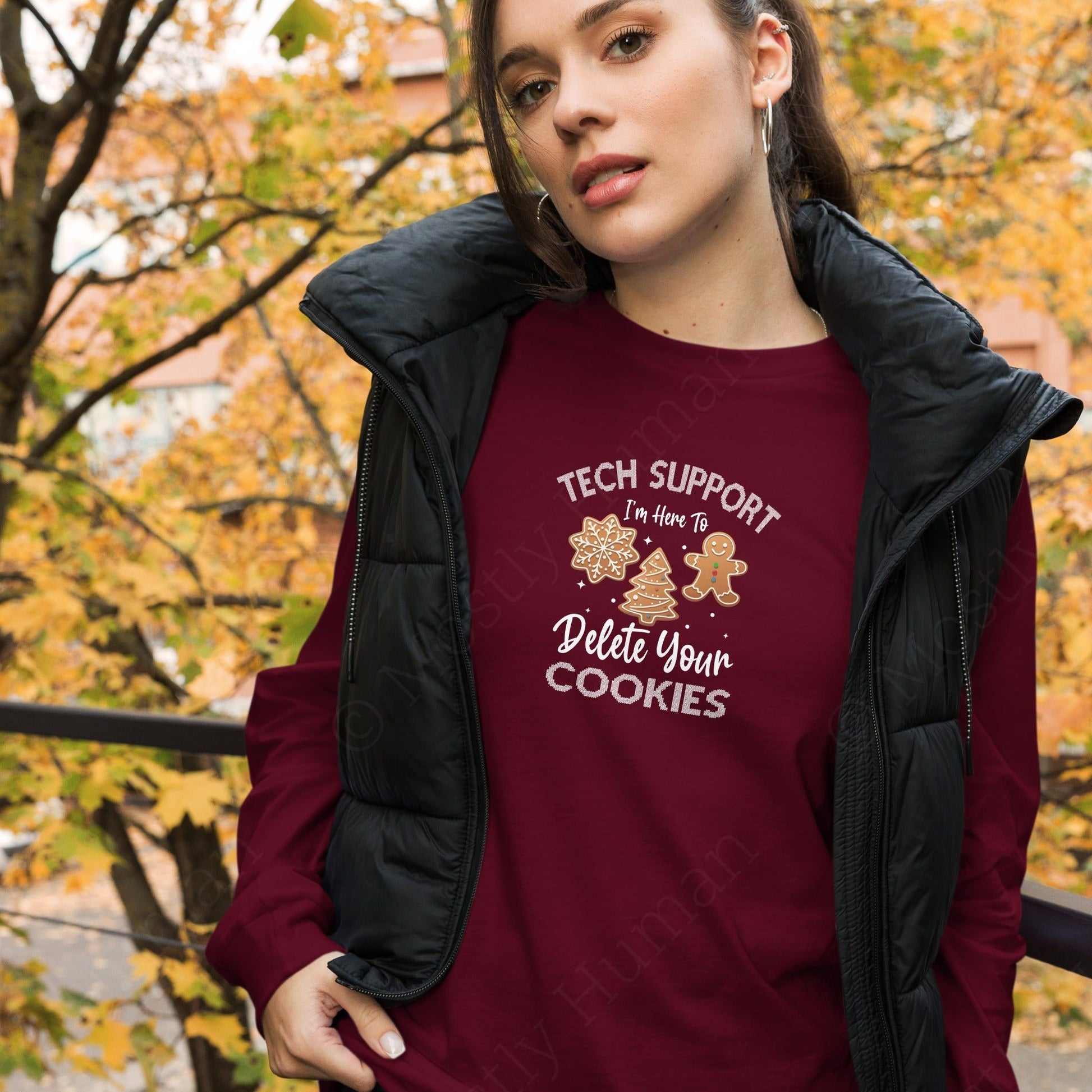 Tech Support Delete Your Cookies | Maroon Unisex | Mostly Human