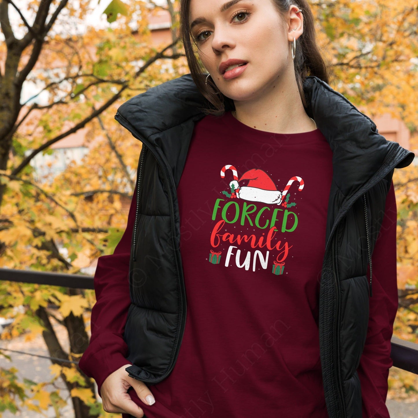 Forced Family Fun Christmas | Maroon Unisex | Mostly Human