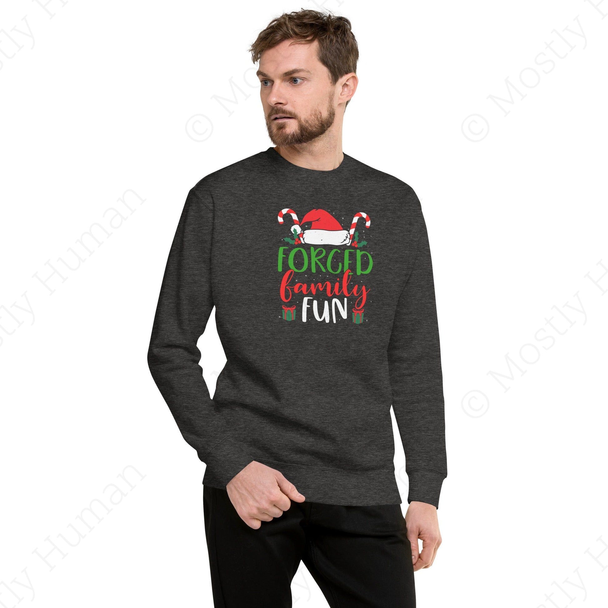 Forced Family Fun Christmas | Charcoal Heather Unisex | Mostly Human