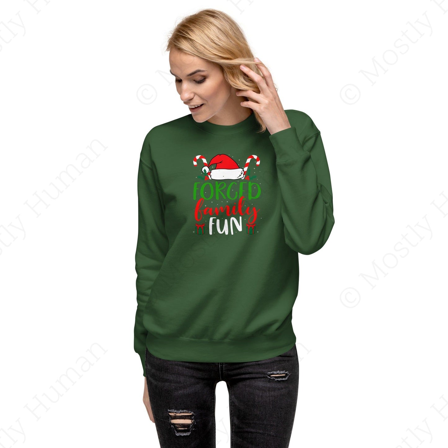 Forced Family Fun Christmas | Forest Green Unisex | Mostly Human