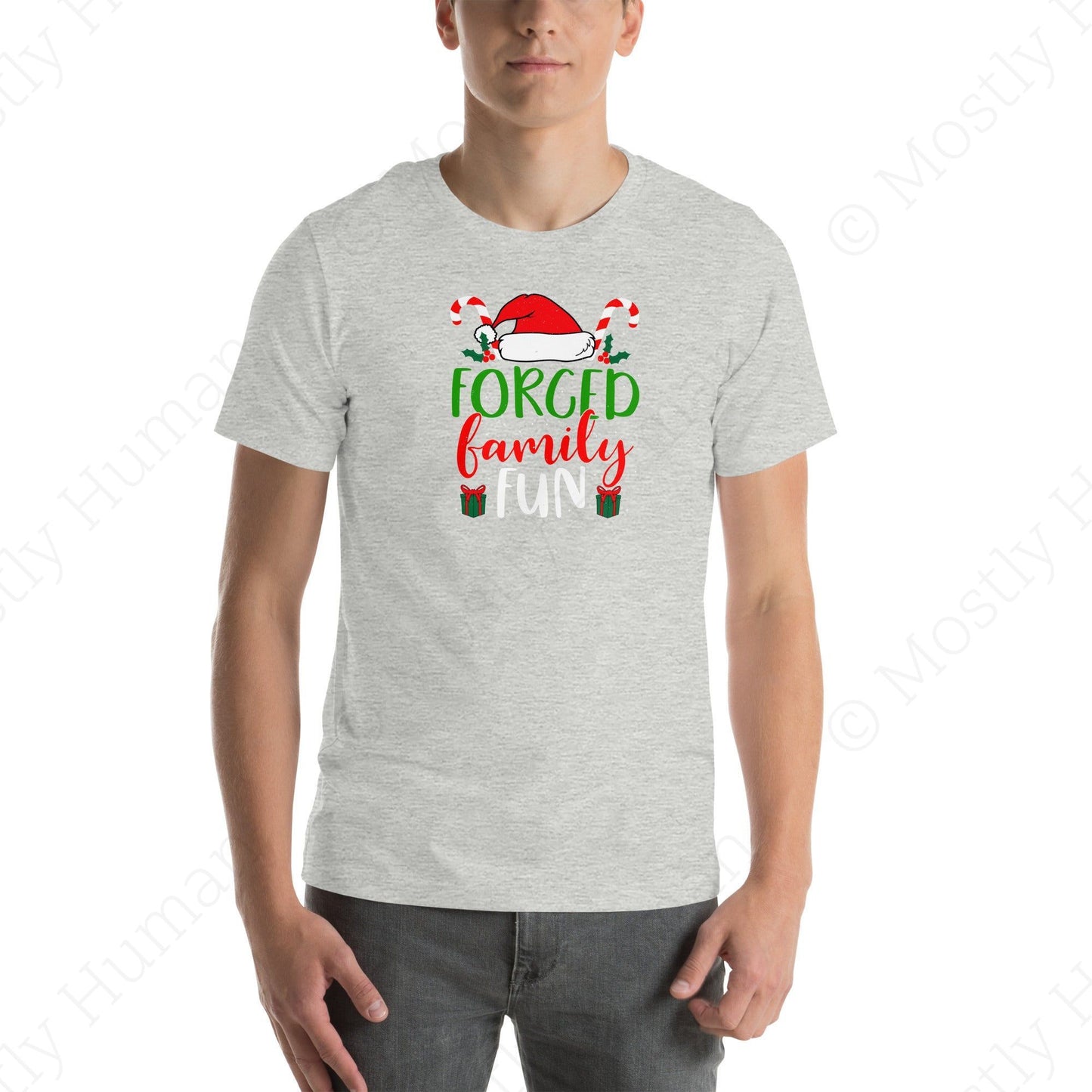 Forced Family Fun Christmas | Athletic Heather Unisex | Mostly Human