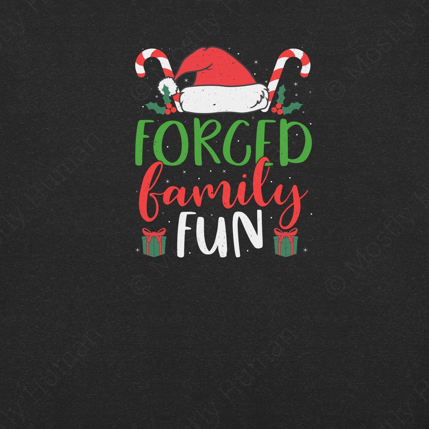 Forced Family Fun Christmas | Black Heather Unisex | Mostly Human