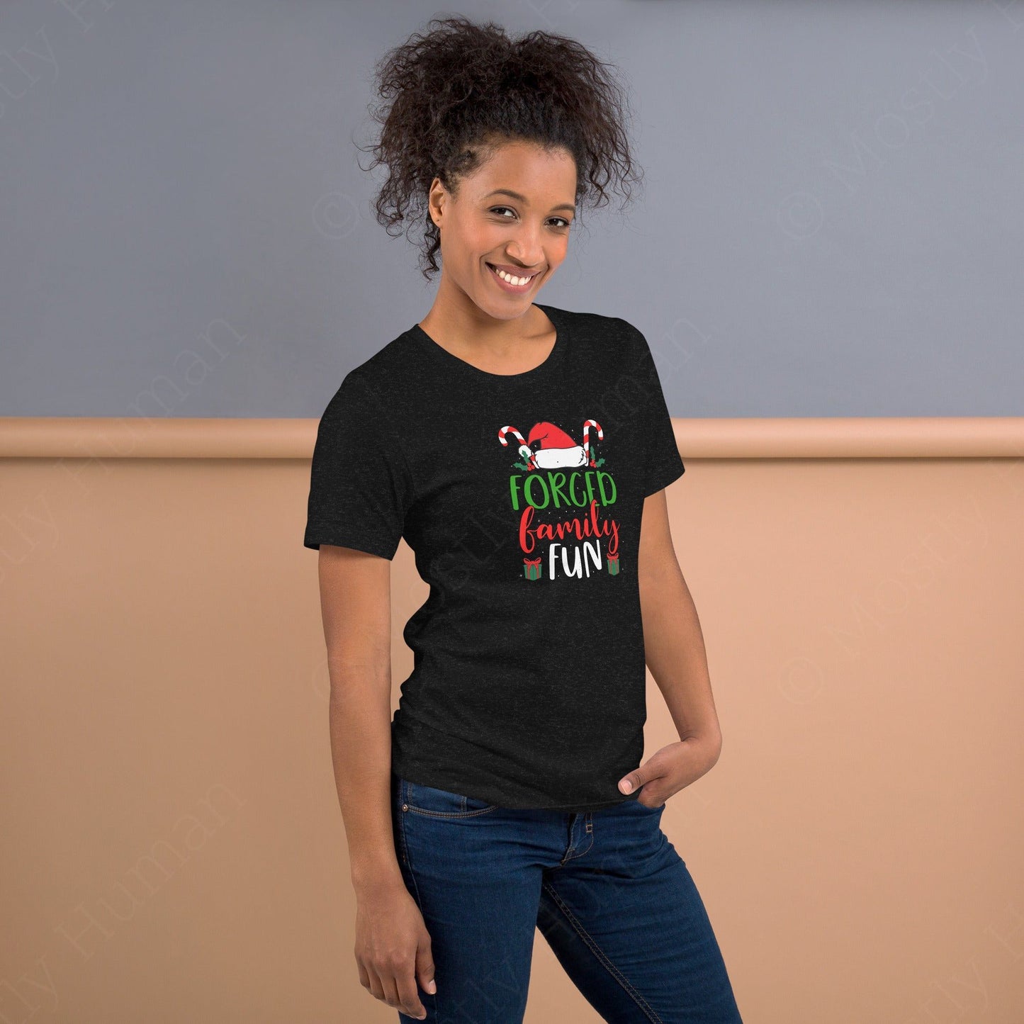 Forced Family Fun Christmas | Black Heather Unisex | Mostly Human