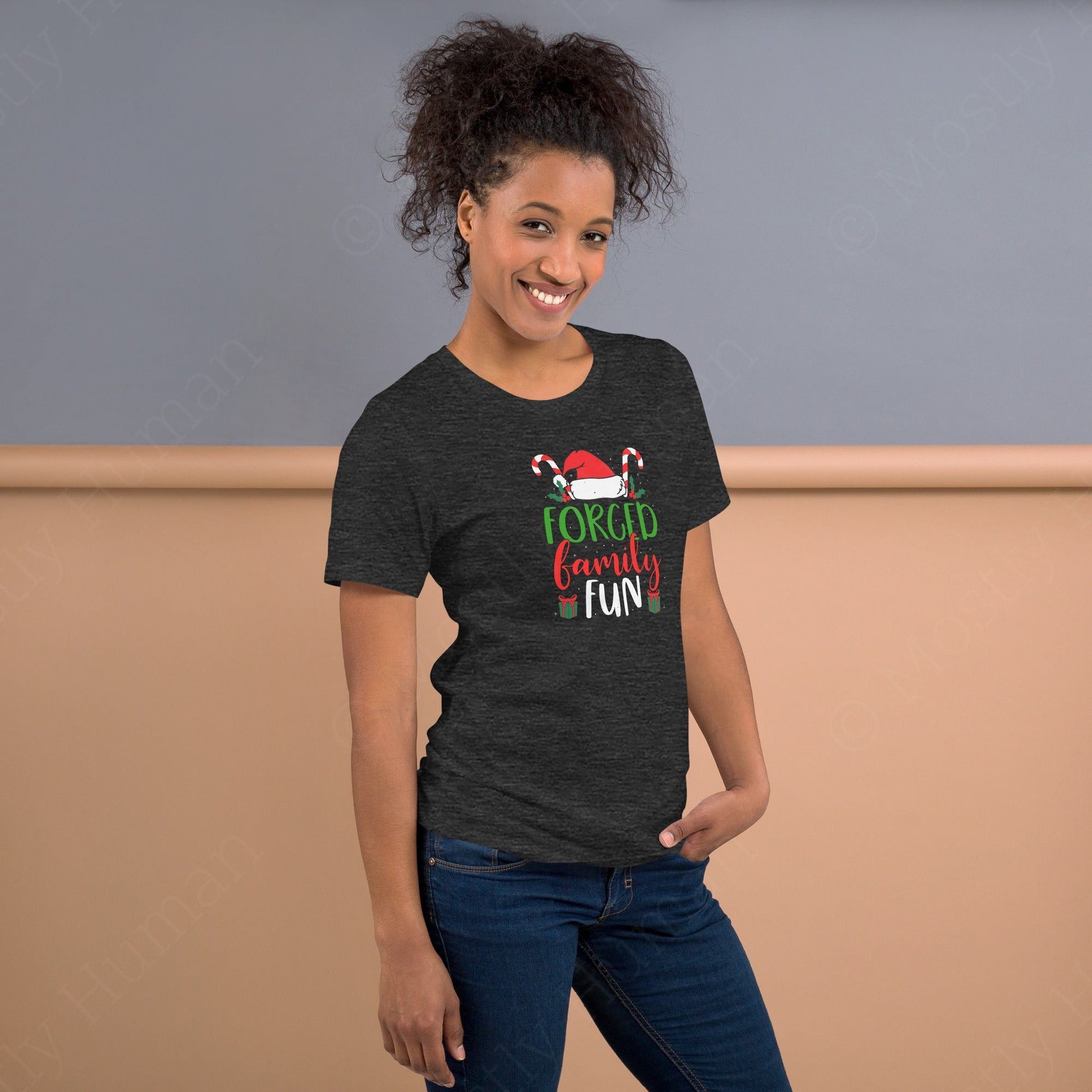 Forced Family Fun Christmas | Dark Grey Heather Unisex | Mostly Human