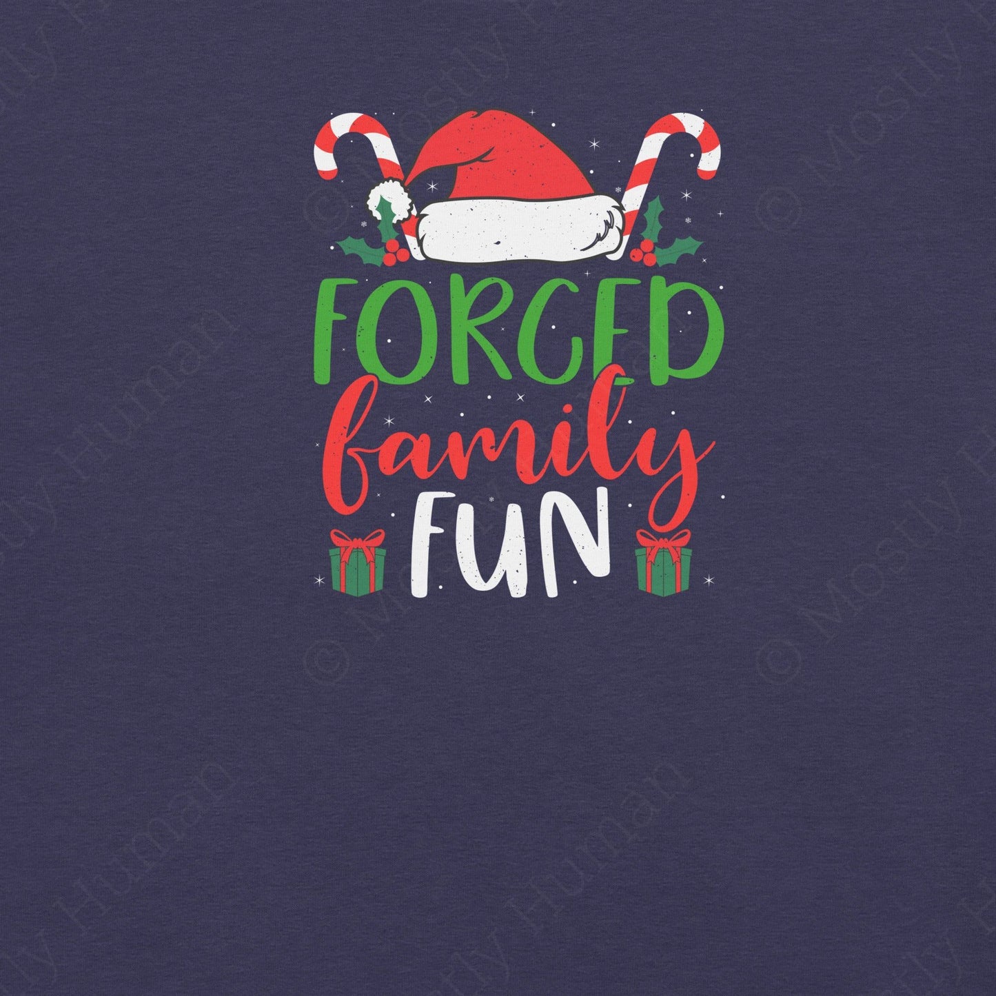 Forced Family Fun Christmas | Heather Midnight Navy Unisex | Mostly Human