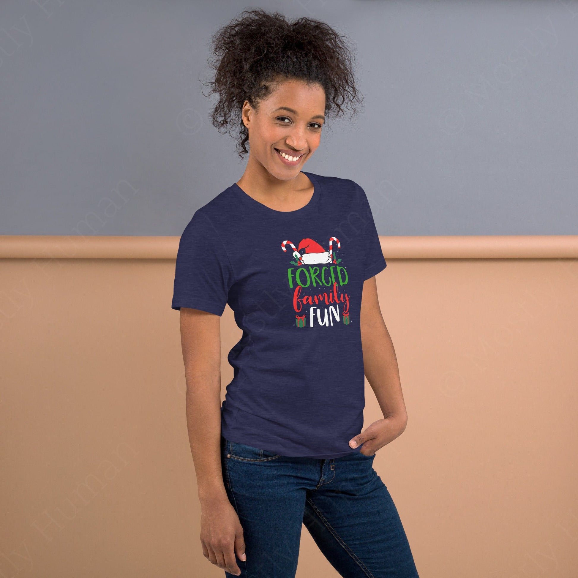 Forced Family Fun Christmas | Heather Midnight Navy Unisex | Mostly Human