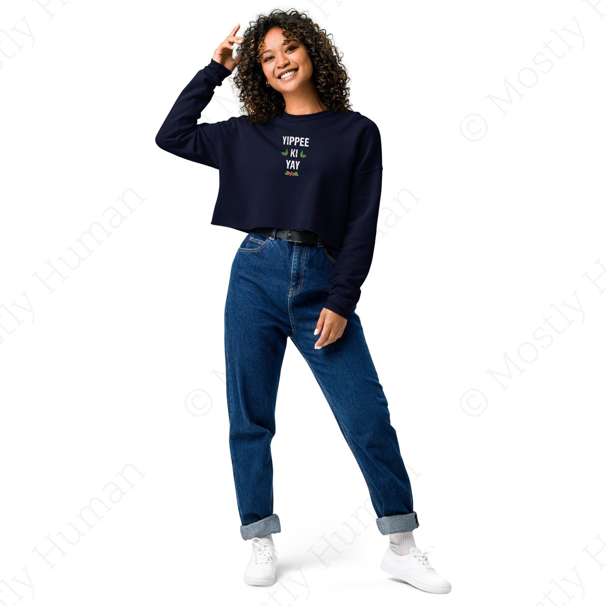 Yippee-Ki-Yay Christmas Crop | Navy Female | Mostly Human