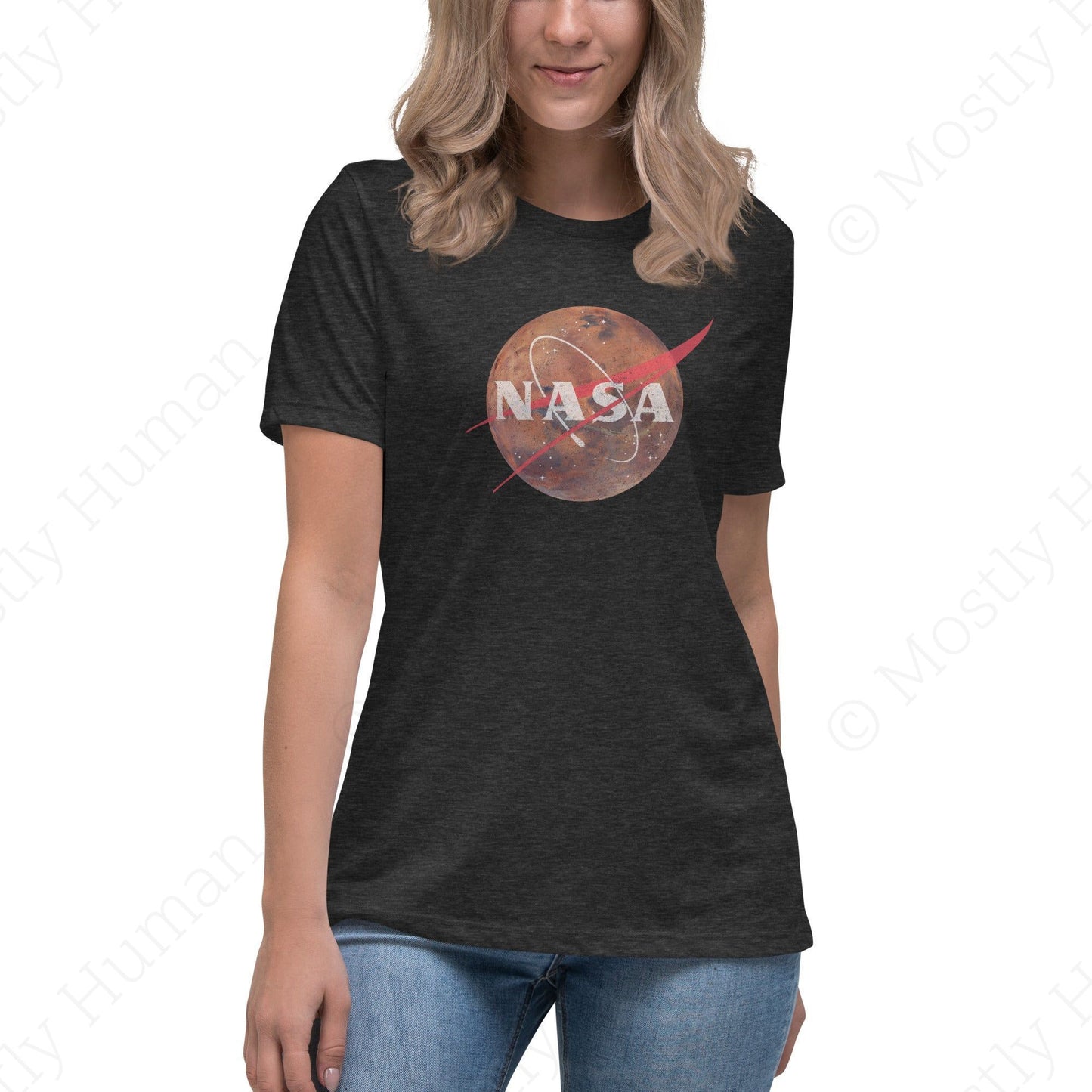 NASA Mars Logo | Dark Grey Heather Female | Mostly Human