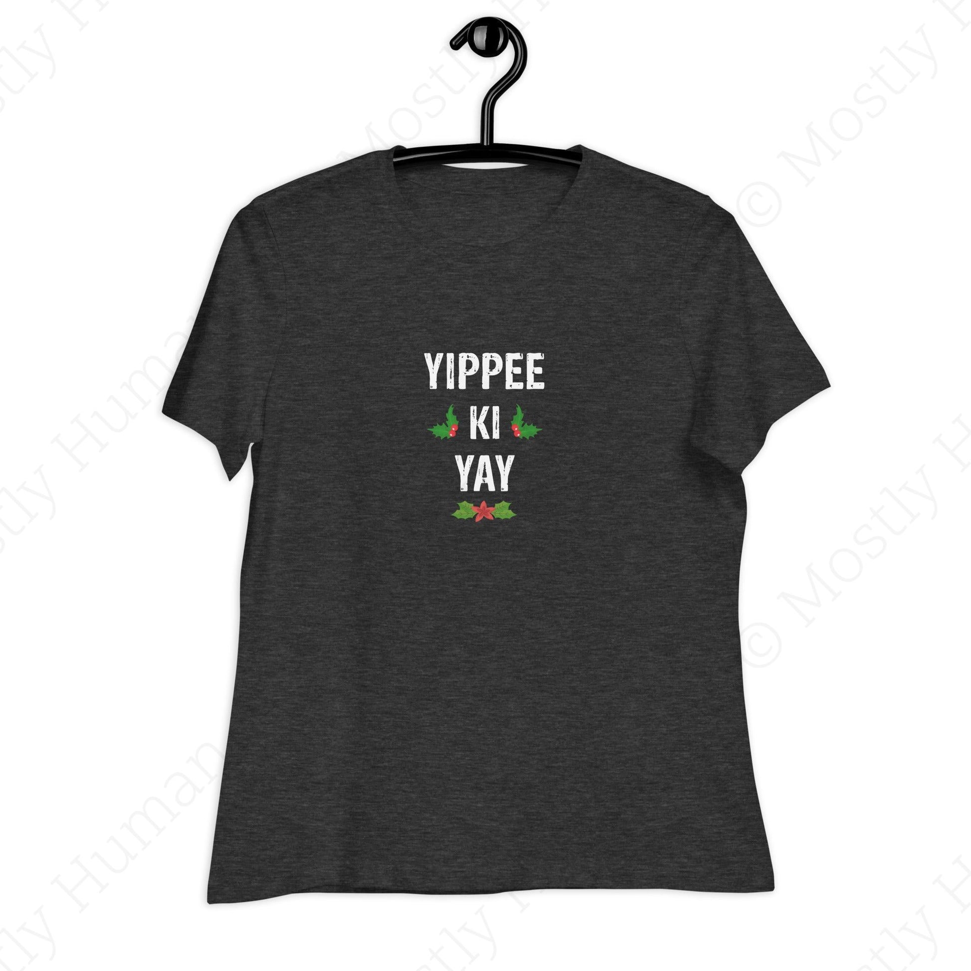 Yippee-Ki-Yay Christmas | Dark Grey Heather Female | Mostly Human