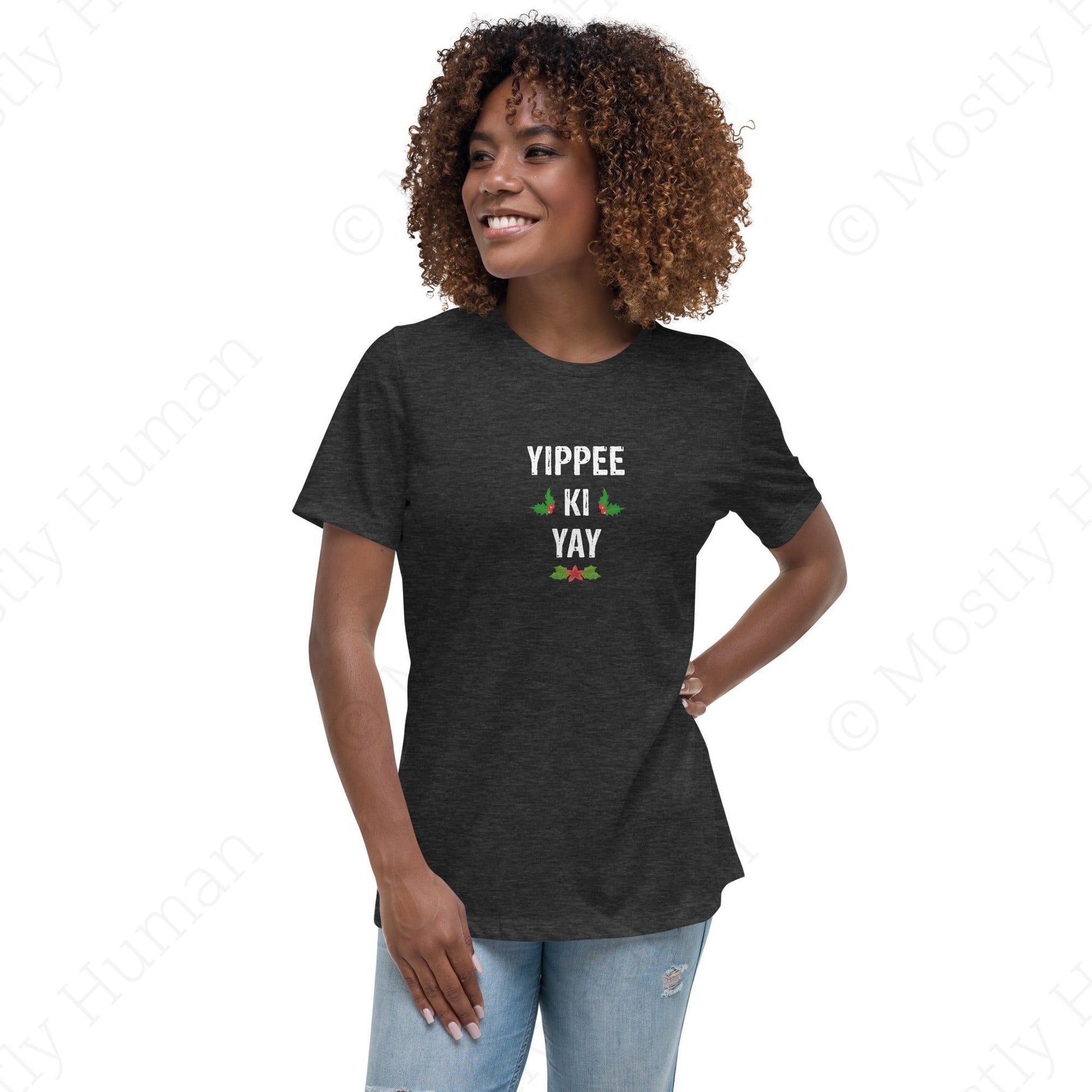 Yippee-Ki-Yay Christmas | Dark Grey Heather Female | Mostly Human