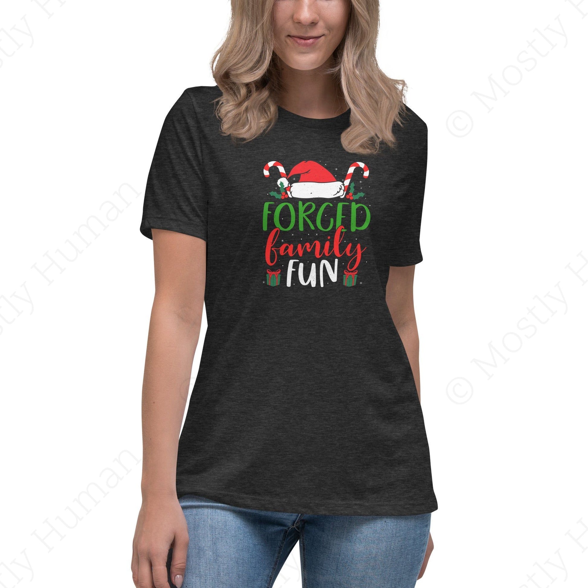 Forced Family Fun Christmas | Dark Grey Heather Female | Mostly Human